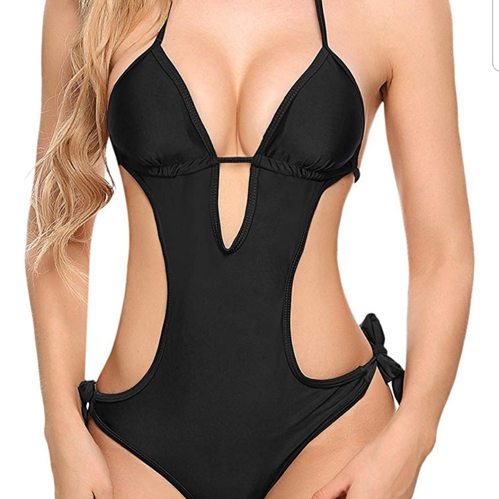 Monokini black bathing suit size medium